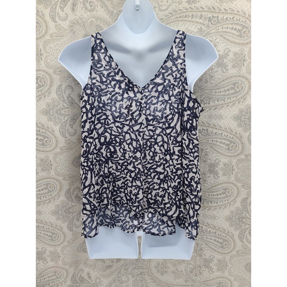 Vacay Ready Tiered Sheer Lane Bryant SZ 14 blue white tank Nautical Vibes Beachy - Picture 3 of 5